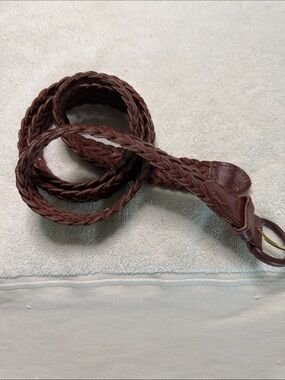 Braided Brown Leather Belt - Men Accessories